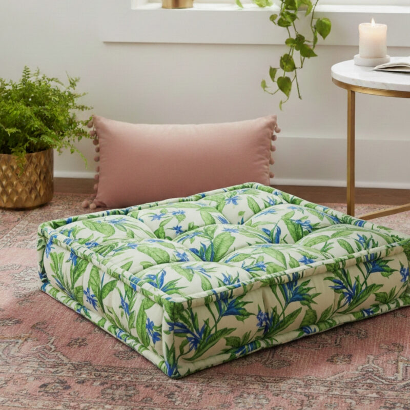 Almofada Futon - 50x50 - Flor Azul 2