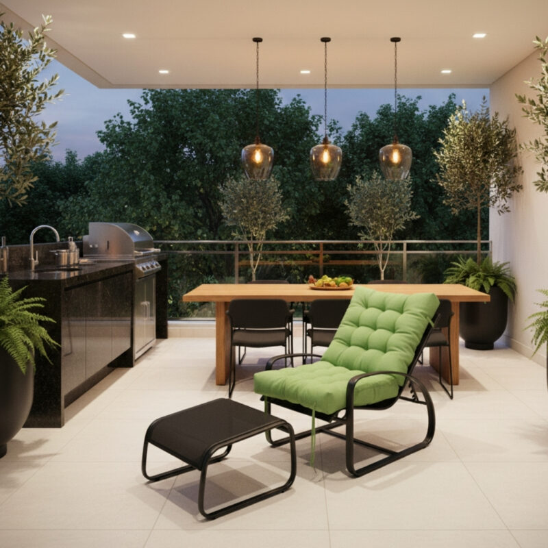 Espreguiçadeira Futon - 115x50 - Verde Água